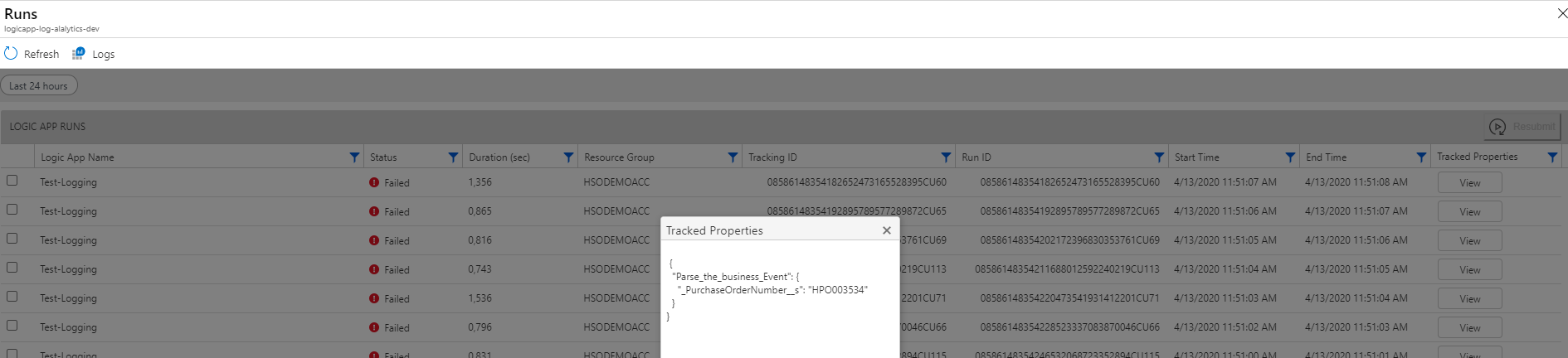 azure integration logging monitoring excepting handling
