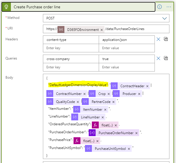 Dynamics365 UO Set financial dimension using oData